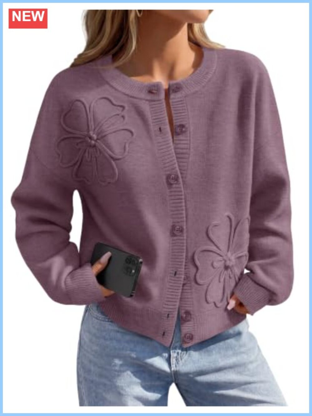 Women's Lightweight Floral Button Up Cardigan Sweater
